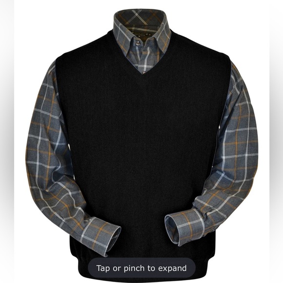 Peru Unlimited Black Alpaca Wool Blend Sweater Vest Office Classic Preppy - Picture 1 of 9